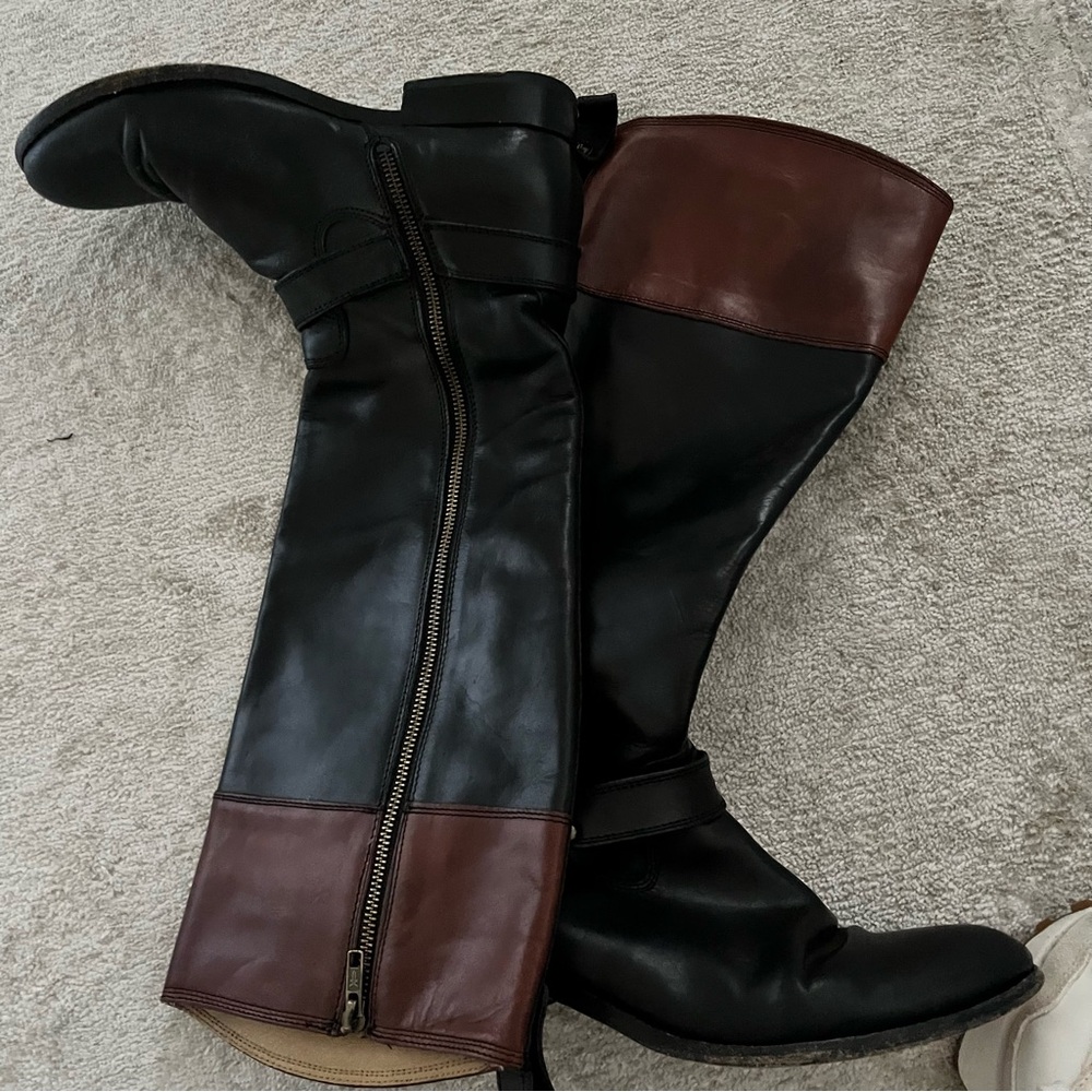 Frye Black and Brown knee sz 10 boots